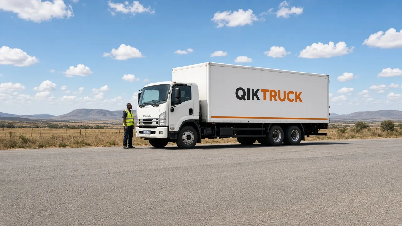 White QikTruck closed truck parked for a long-distance load
